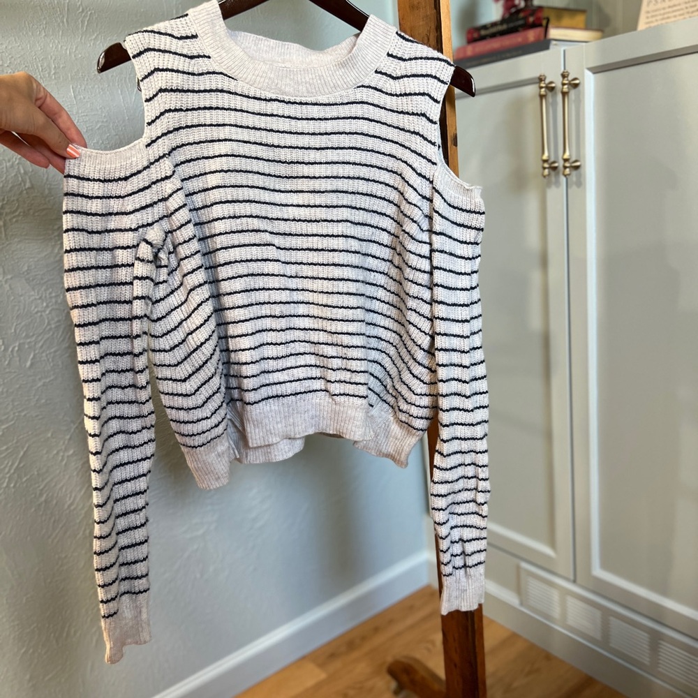 Lucky Brand Cold Shoulder Stripe Sweater